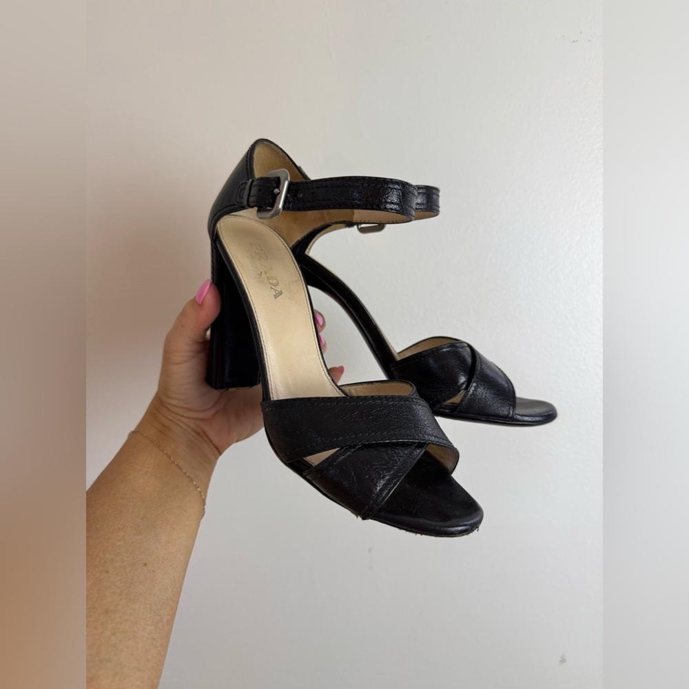 Prada Black Strappy Heels 38